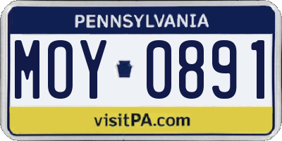 PA license plate MOY0891