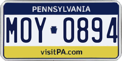 PA license plate MOY0894