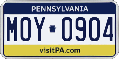 PA license plate MOY0904