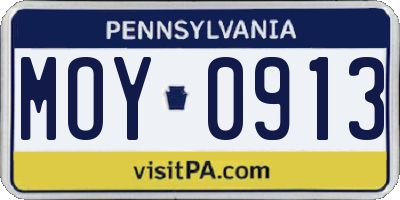 PA license plate MOY0913