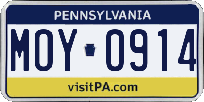 PA license plate MOY0914