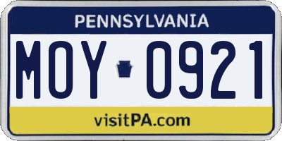 PA license plate MOY0921