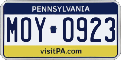 PA license plate MOY0923