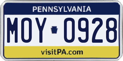 PA license plate MOY0928