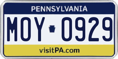 PA license plate MOY0929