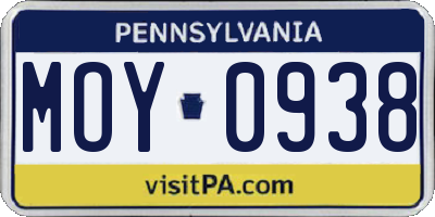 PA license plate MOY0938