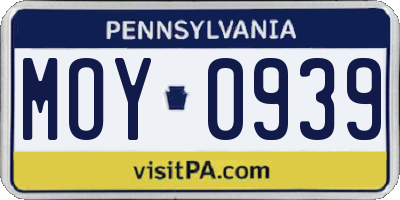 PA license plate MOY0939