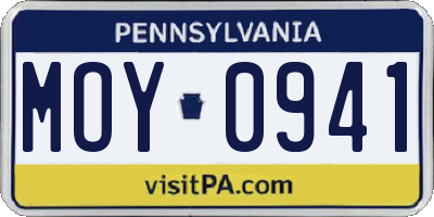PA license plate MOY0941