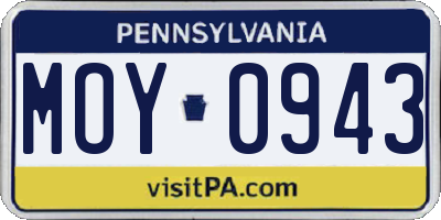 PA license plate MOY0943