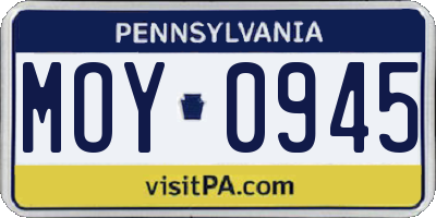 PA license plate MOY0945