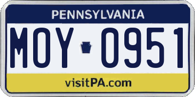 PA license plate MOY0951