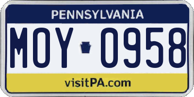 PA license plate MOY0958