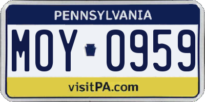 PA license plate MOY0959