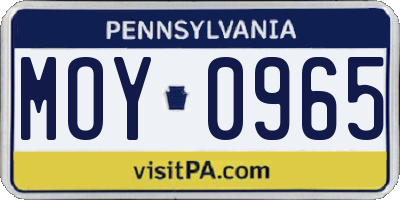 PA license plate MOY0965