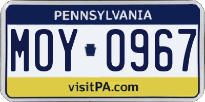 PA license plate MOY0967