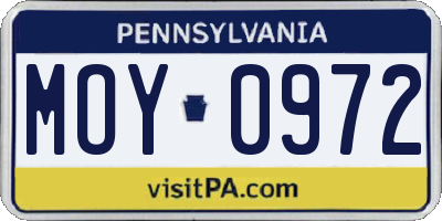PA license plate MOY0972