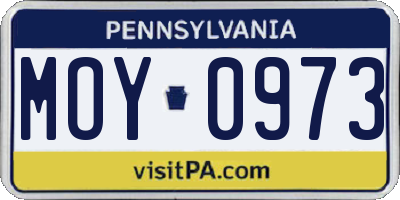 PA license plate MOY0973