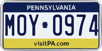 PA license plate MOY0974