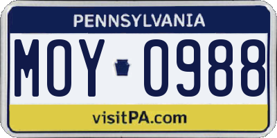 PA license plate MOY0988