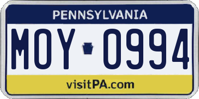 PA license plate MOY0994
