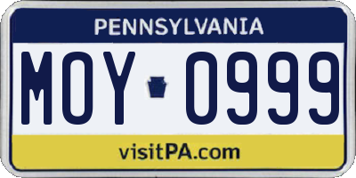 PA license plate MOY0999