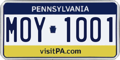 PA license plate MOY1001
