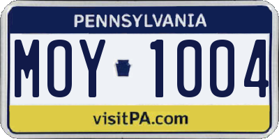 PA license plate MOY1004