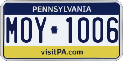 PA license plate MOY1006