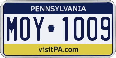 PA license plate MOY1009