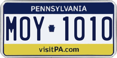PA license plate MOY1010