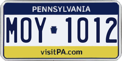 PA license plate MOY1012