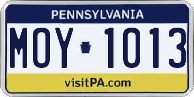 PA license plate MOY1013