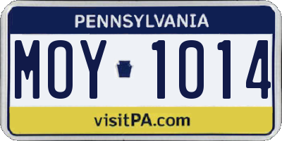 PA license plate MOY1014