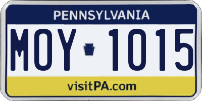 PA license plate MOY1015