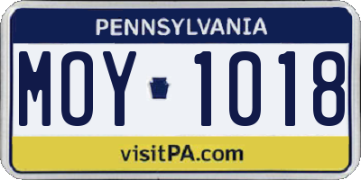 PA license plate MOY1018