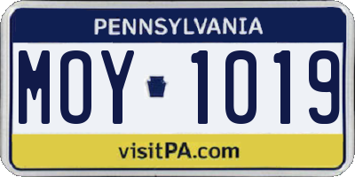 PA license plate MOY1019