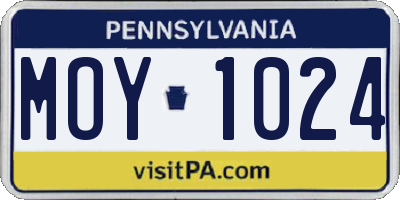 PA license plate MOY1024