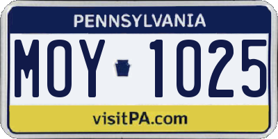 PA license plate MOY1025