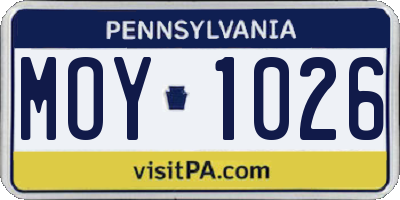PA license plate MOY1026