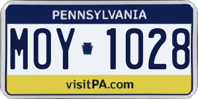 PA license plate MOY1028