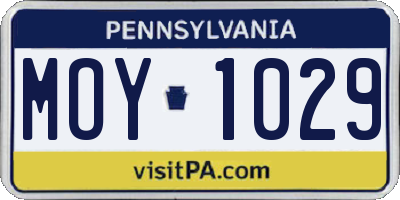 PA license plate MOY1029