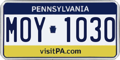 PA license plate MOY1030