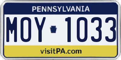 PA license plate MOY1033