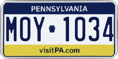 PA license plate MOY1034