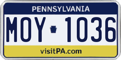 PA license plate MOY1036