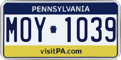 PA license plate MOY1039