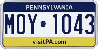 PA license plate MOY1043