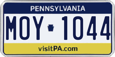 PA license plate MOY1044