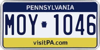 PA license plate MOY1046