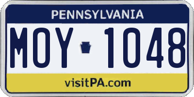 PA license plate MOY1048